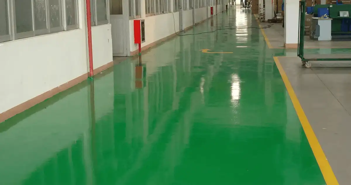 A factory floor professionally covered and marked with epoxy flooring in Houston, TX