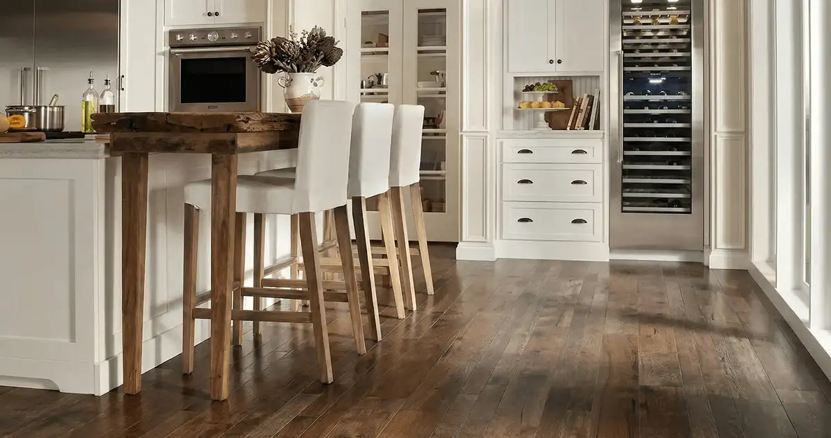 Professionally installed and refinished hardwood flooring in a residential home, showcasing smooth finish and natural wood tones in Houston, TX