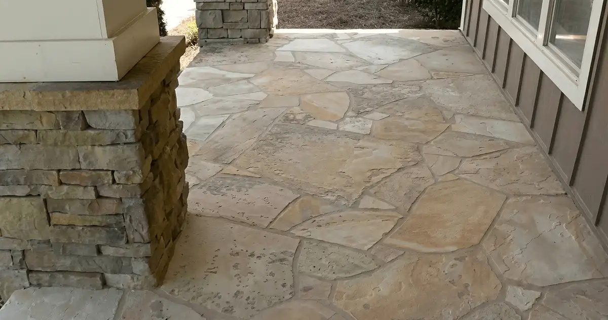 House entrance with professionally installed stone flooring in Houston TX